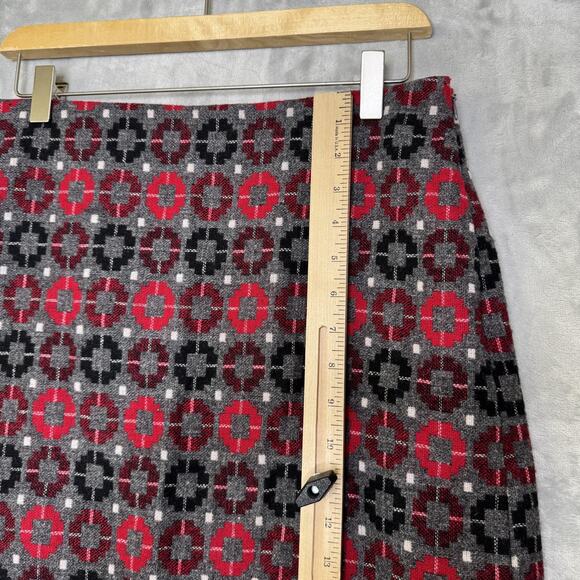 Talbots Skirt Womens 8 Gray Red Wool Blend A-Line Lined Side Zip Geometric Tweed - Picture 8 of 9